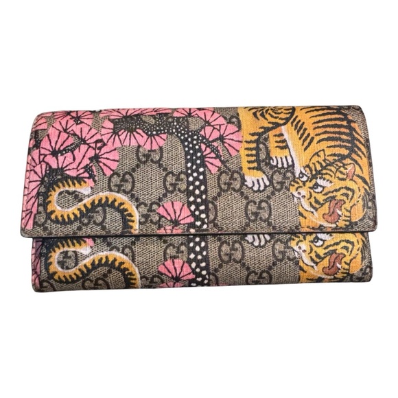 Gucci Tian Tiger & Floral Supreme Canvas Continental Wallet with COA - Picture 1 of 14